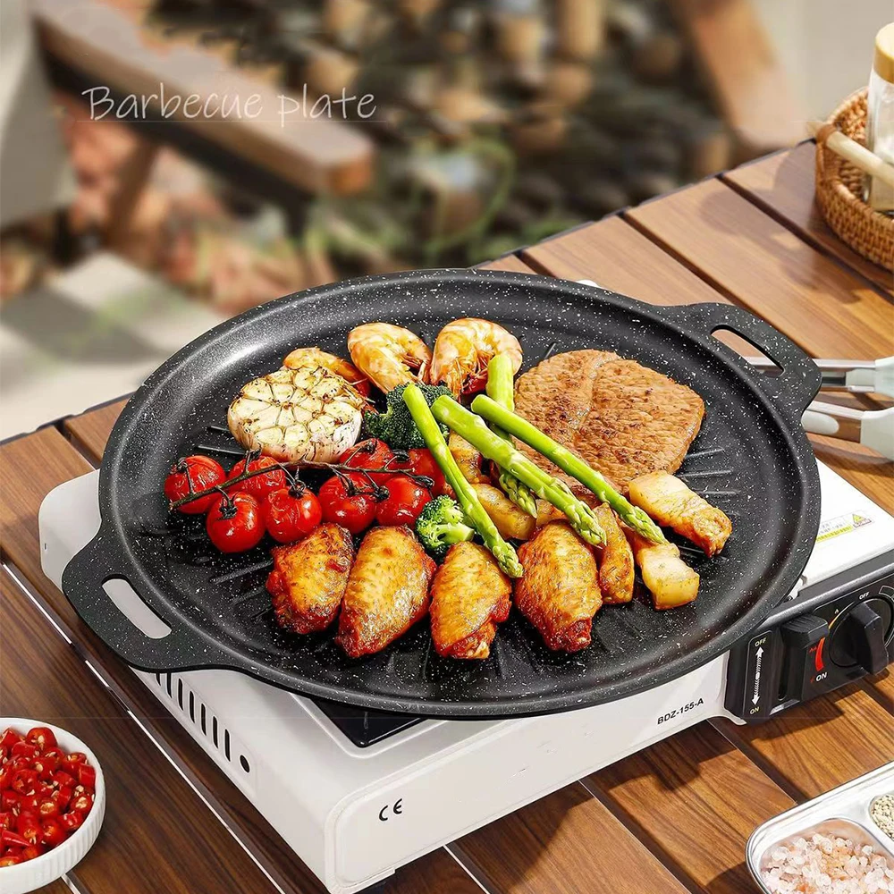 Outdoor Camping Kitchen - Сковорода-гриль для барбекю 34 см, антипригарная,