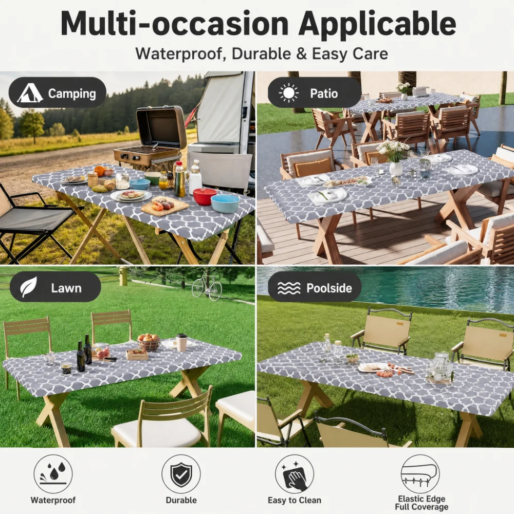 Outdoor Camping Table - Прямоугольная скатерть-чехол, полиэстеровая эластичная скатерть, подходит