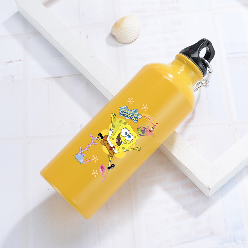 Outdoor Camping Kettle - Алюминиевая бутылка для воды SpongeBob, желтая,