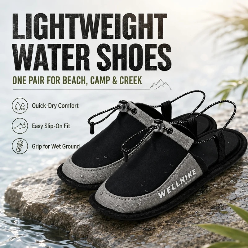 Outdoor Camping Slippers - Быстросохнущие туристические тапочки, складные водные сандалии,