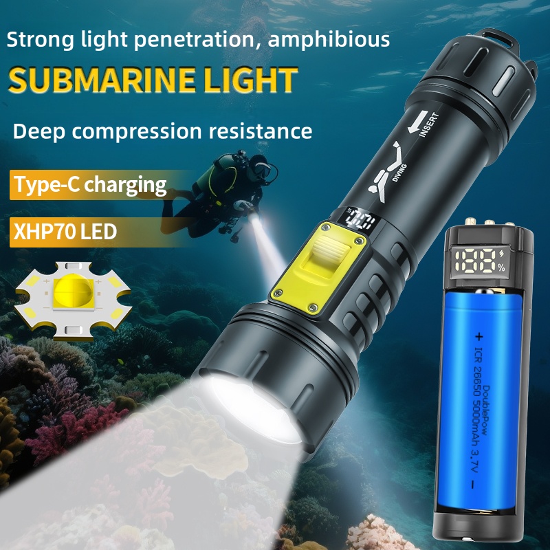 Outdoor Camping And Fishing - Новый фонарик для дайвинга XHP70, IPX8,