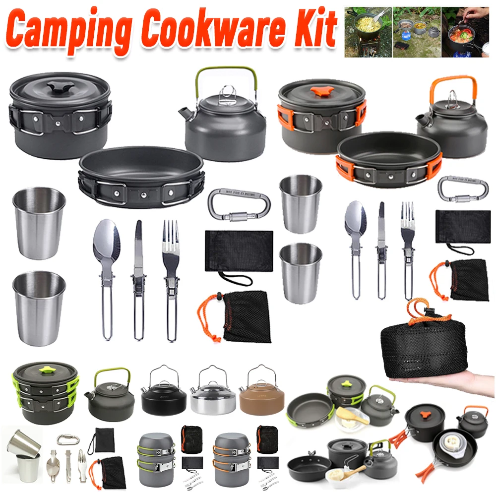 Outdoor Camping Kettle - Набор походной посуды: чайник, кастрюля, сковорода,