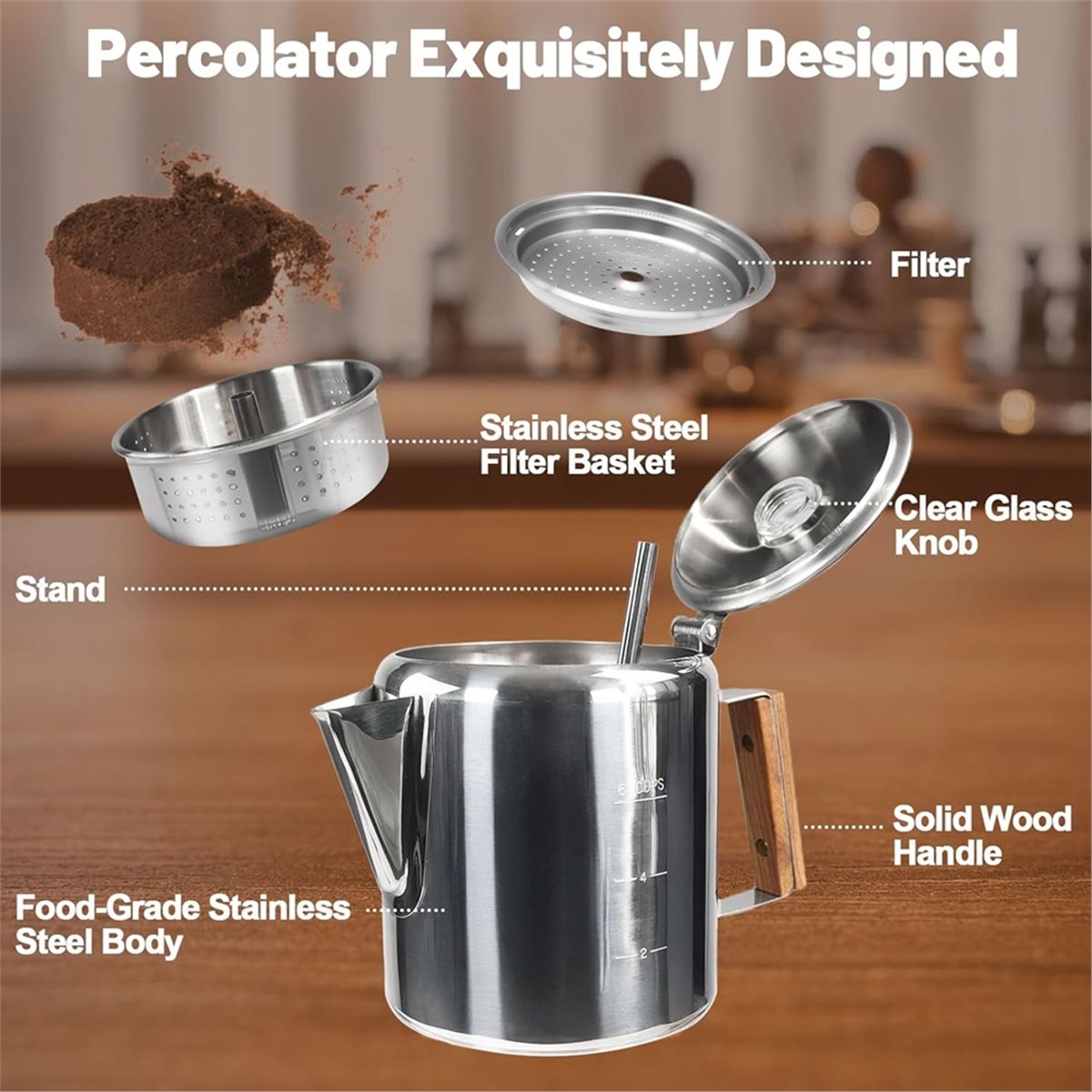 Camp Percolator Coffee - Перколятор на 6 чашек, кофейник из